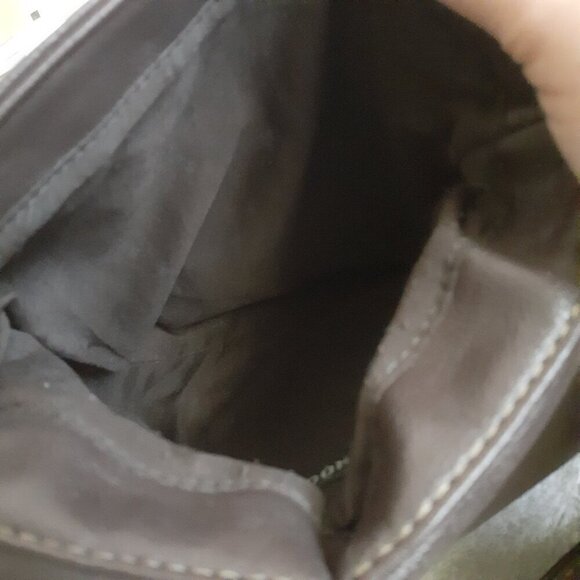 Roots Dark Brown Leather Small Front Flap Crossbody Bag Purse - Picture 7 of 14